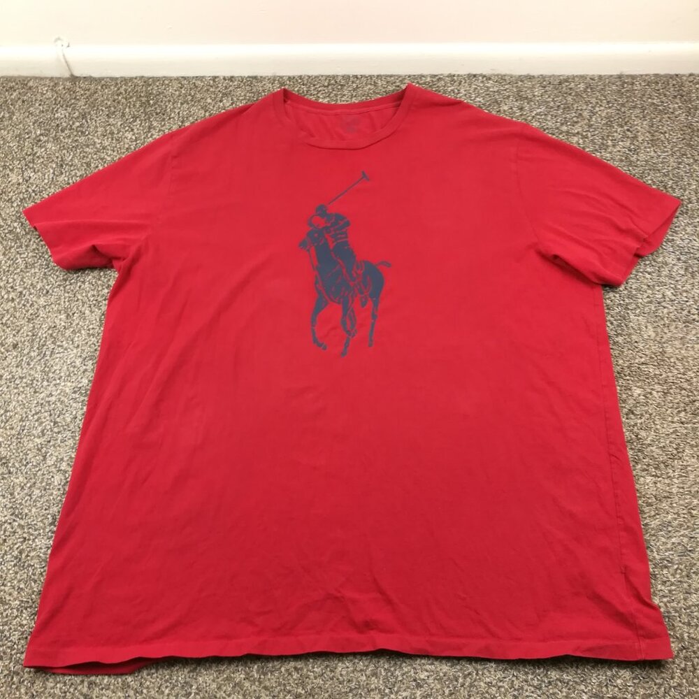 Polo Ralph Lauren T-Shirt Big Pony Logo Short Sleeve Red Mens 3XLT - Picture 2 of 8
